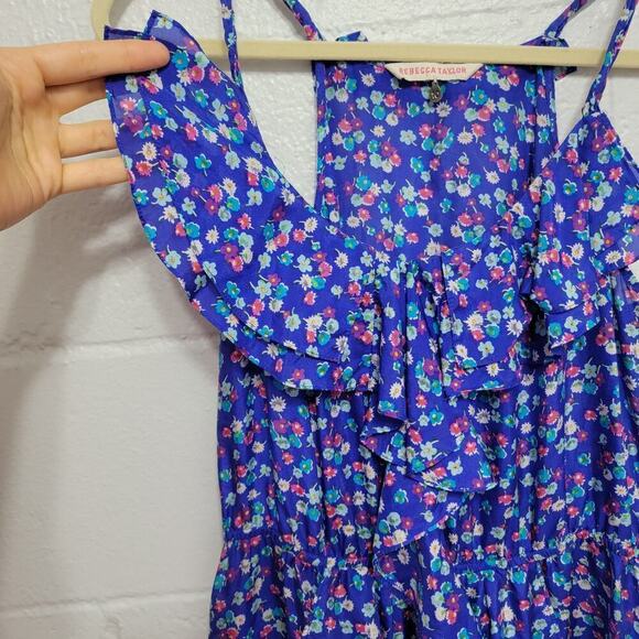 Rebecca Taylor Blue Floral Silk Dress - Picture 6 of 11